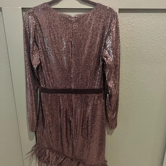 BCBG Max Azria Sequin & Feather Cocktail Dress - Picture 5 of 8